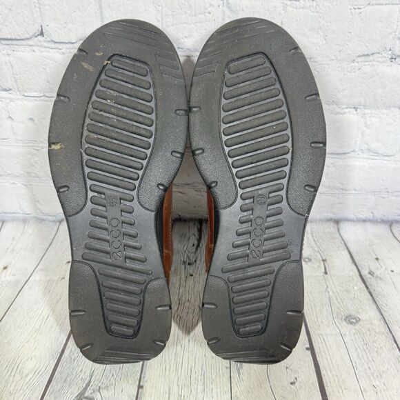 Ecco Irving Men Size 10-10.5 Brown Leather Trainers Lace Up Comfort Career Shoes main image 7